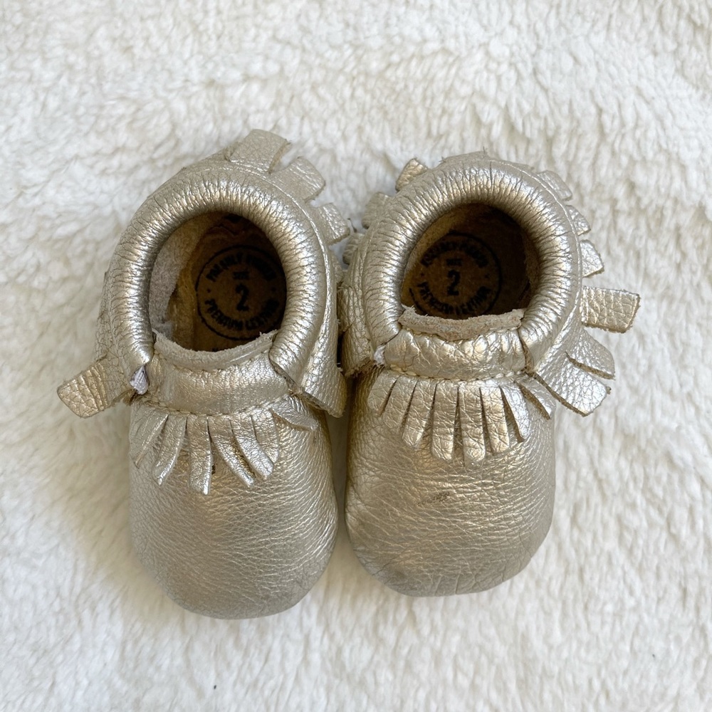 Freshly Picked Metallic Mocassins Size 2